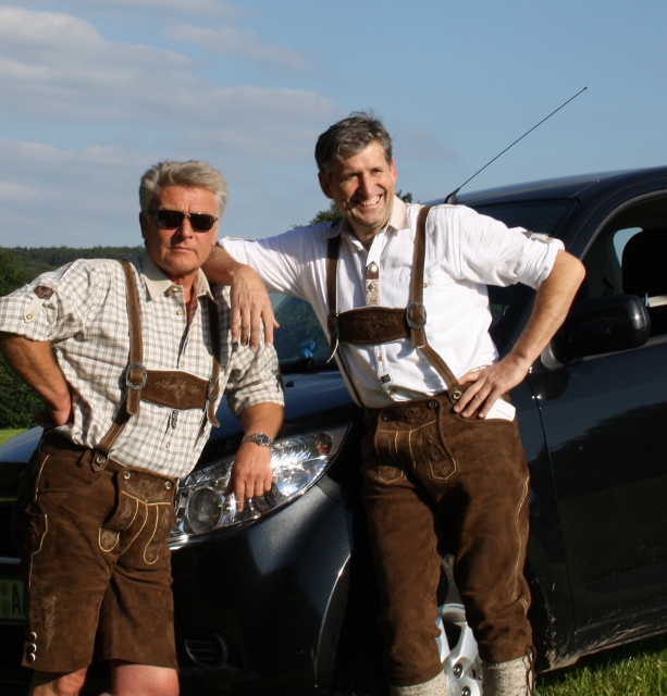 Land Lust Mode Lederhose 3/4 Wildbock m.Stick m.Hosenträger khaki