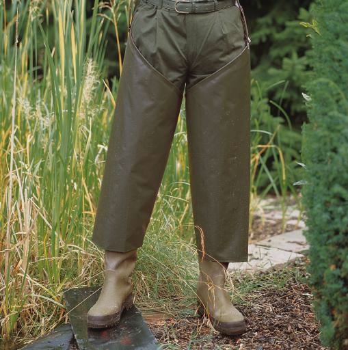 ALLJAGD Beinlinge / Knieschoner verstellbar Leinen PVC besch.