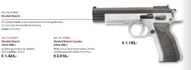 TANFOGLIO Waffen Pist.Tanfoglio Combo Match .45Auto+9mmLuger Duotone